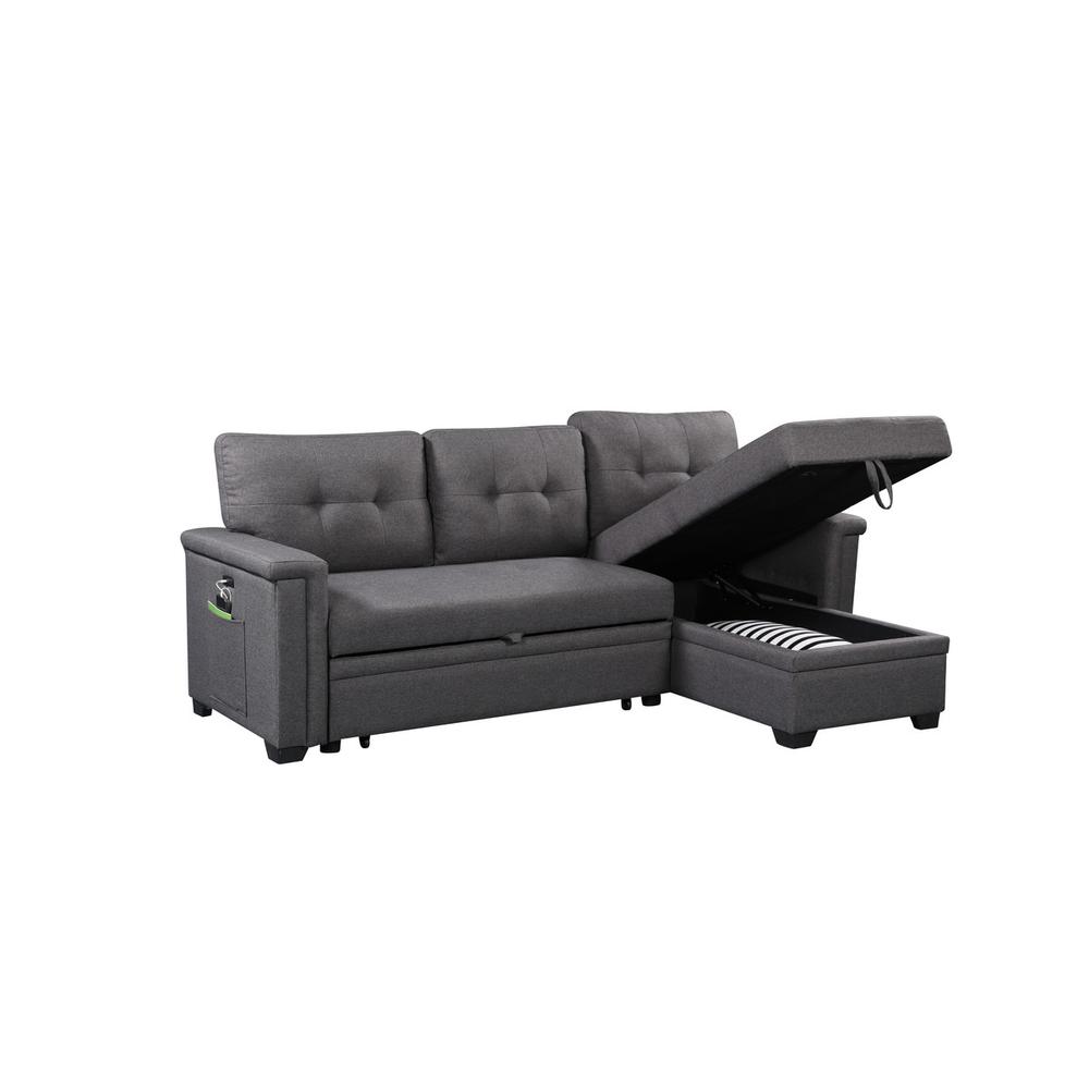 Ashlyn Dark Gray Reversible Sleeper Sectional Sofa with Storage Chaise
