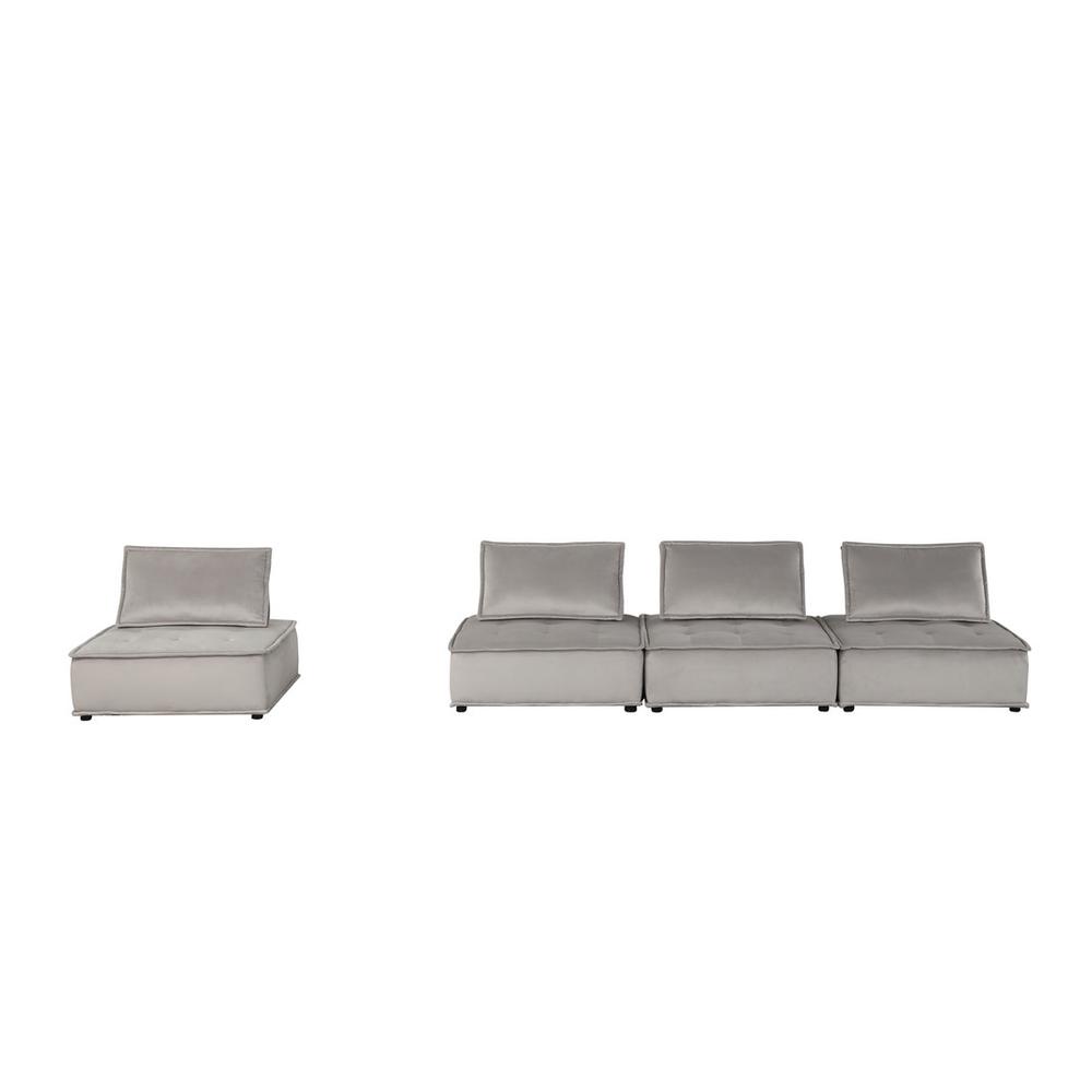 Anna Light Gray Velvet 4 Pc Modular Sofa