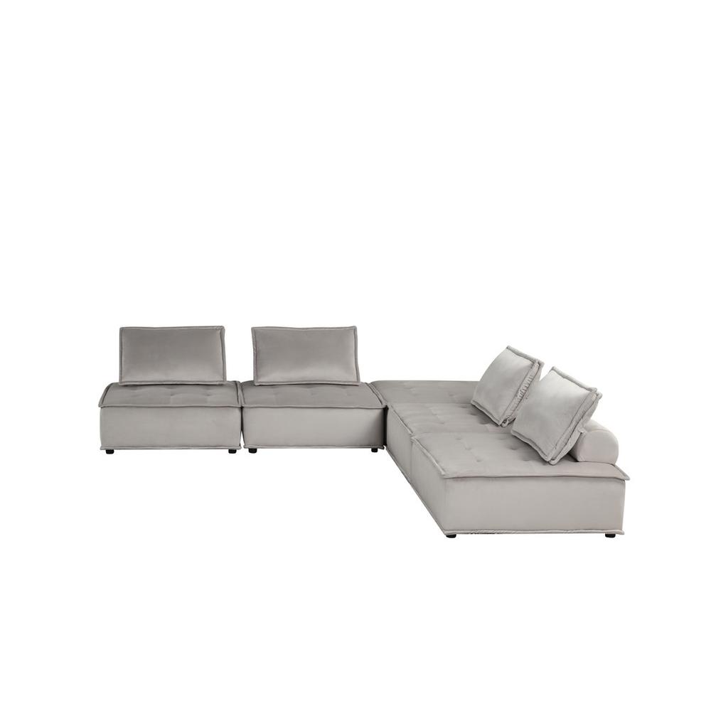 Anna Light Gray Velvet 5 Pc Sectional Sofa