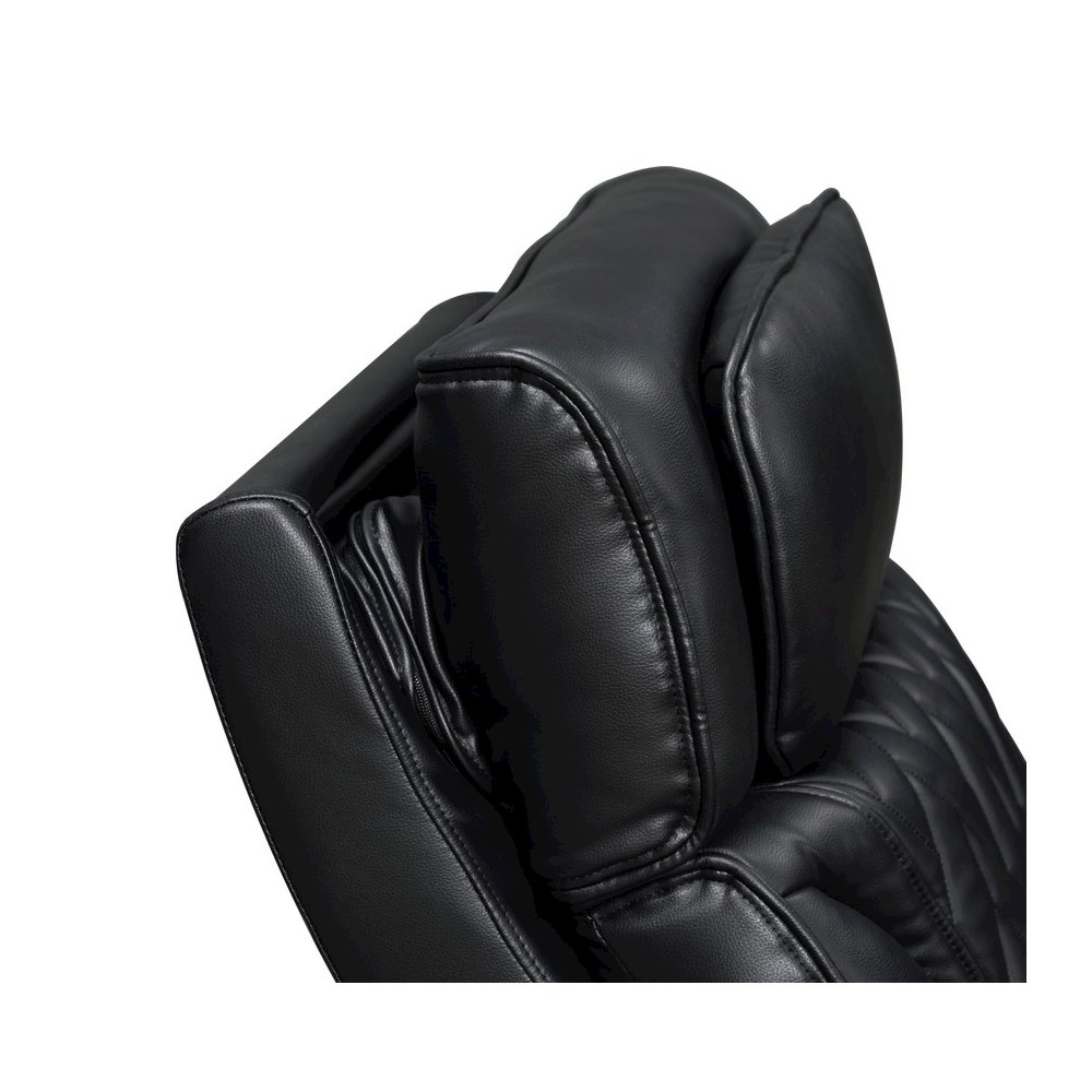 84″W Black Leather Aire Transformer Power Reclining Sofa with Power Headrest