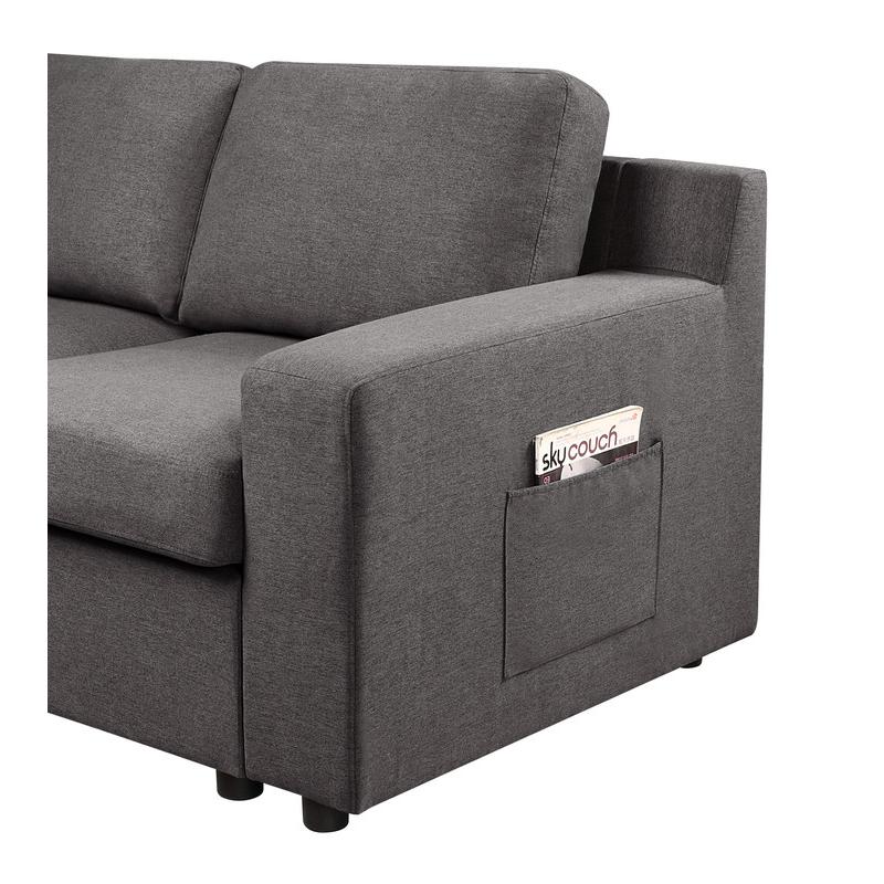 Waylon Gray Linen 4-Seater Sofa with Pockets