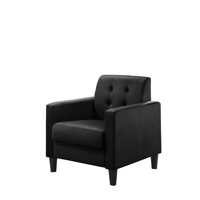 Hale Black Velvet Armchairs and End Table Living Room Set