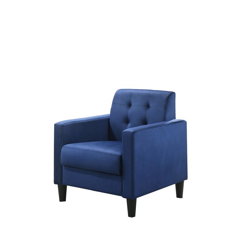 Hale Blue Velvet Armchairs and End Table Living Room Set