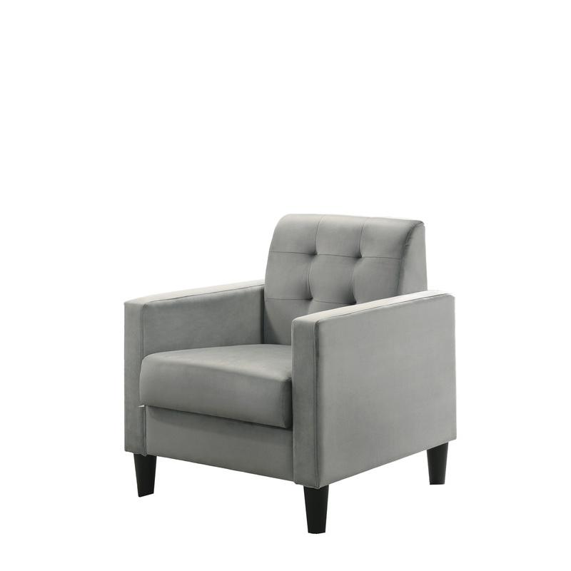 Hale Light Gray Velvet Armchairs and End Table Living Room Set