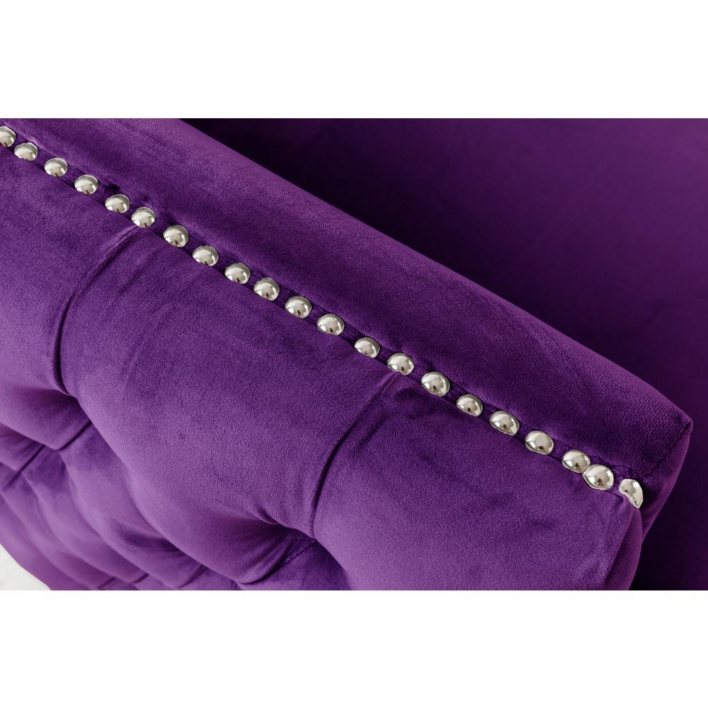 Bayberry Purple Velvet Loveseat with 2 Pillows