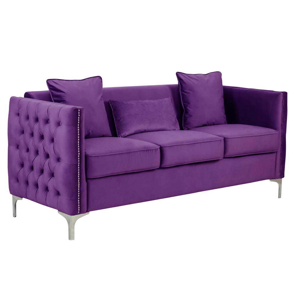 Bayberry Purple Velvet Sofa Loveseat Chair Living Room Set