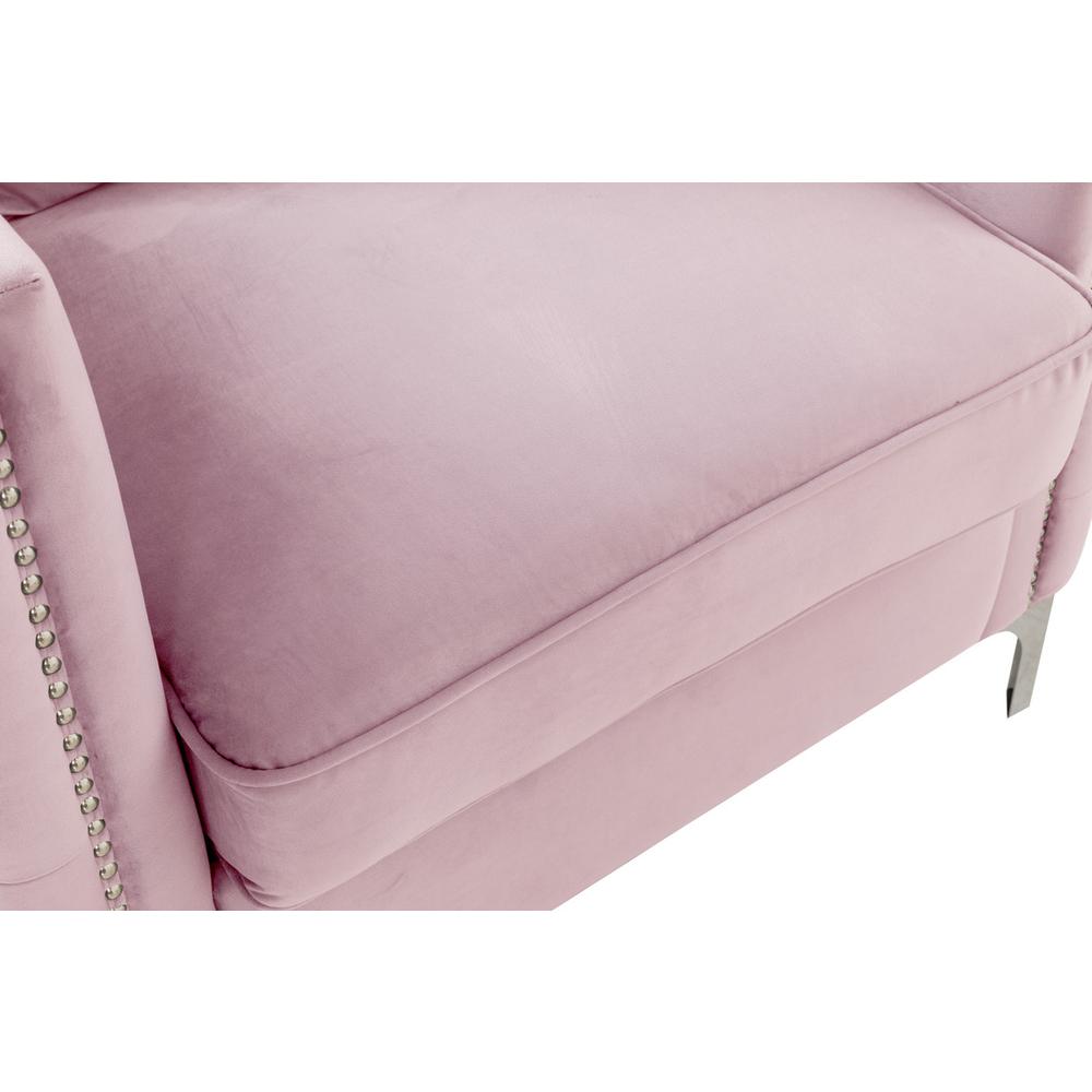 Bayberry Pink Velvet Loveseat with 2 Pillows