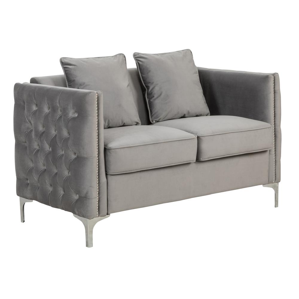 Bayberry Gray Velvet Sofa Loveseat Living Room Set