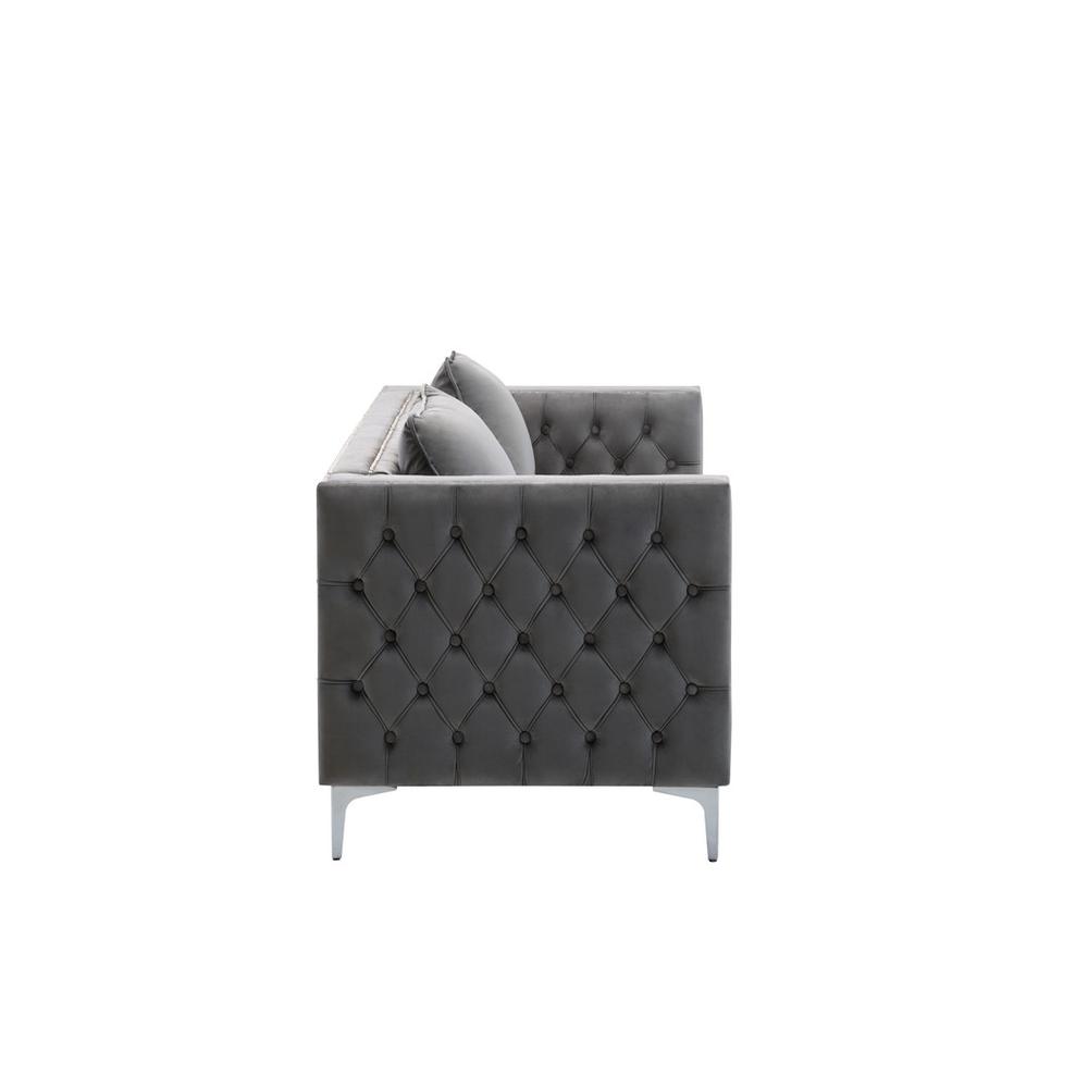 Lorreto Gray Velvet Fabric Sofa Loveseat Living Room Set