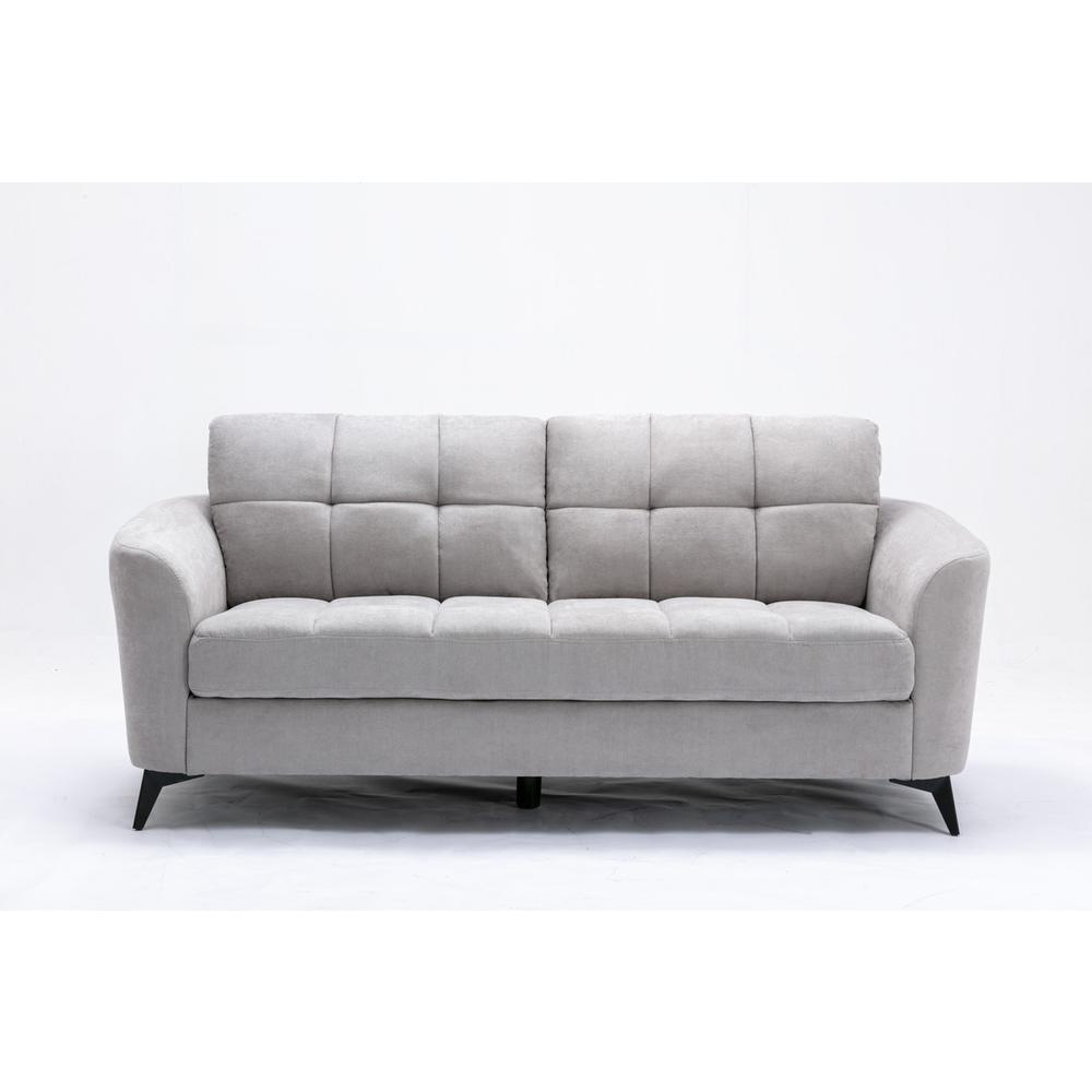 Callie Light Gray Velvet Fabric Sofa Loveseat Living Room Set