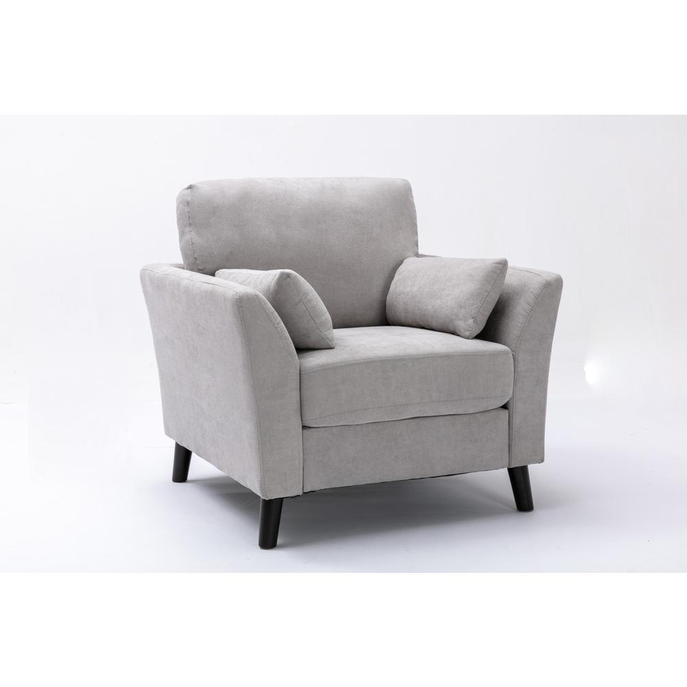 Damian Light Gray Velvet Fabric Chair