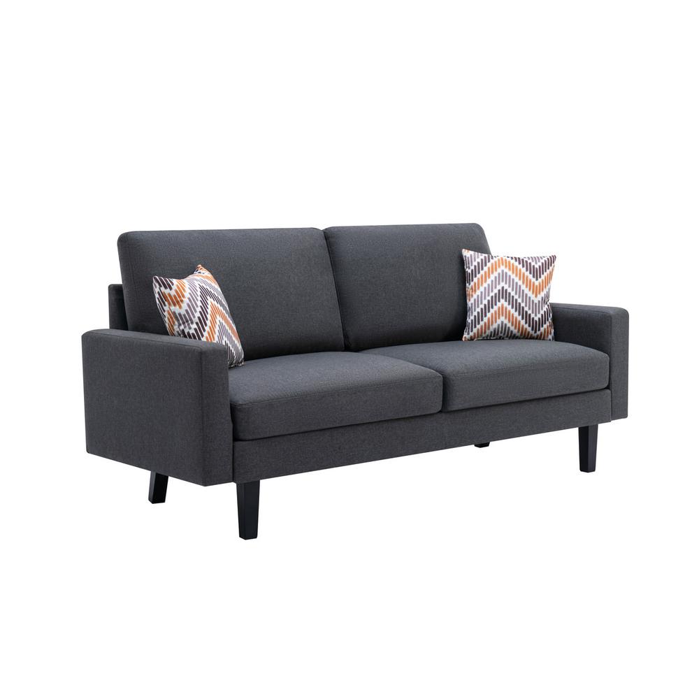 Bahamas Dark Gray Linen Sofa and 2 Chairs with 2 Throw Pillows
