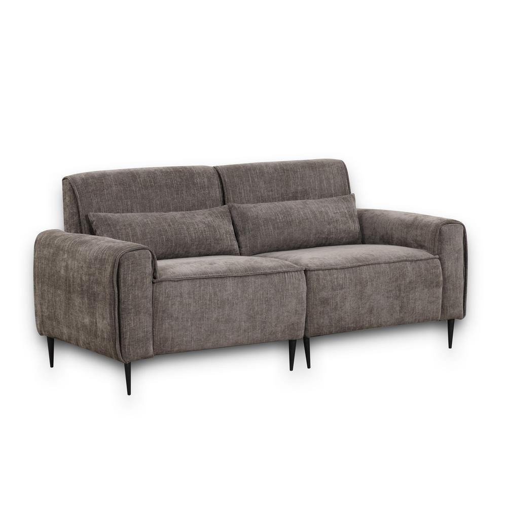 Valentina Gray Chenille Sofa with Metal Legs and Throw Pillows