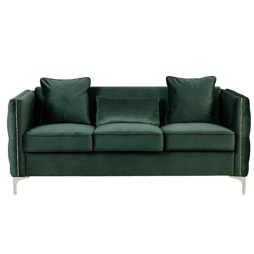 Bayberry Green Velvet Sofa Loveseat Living Room Set