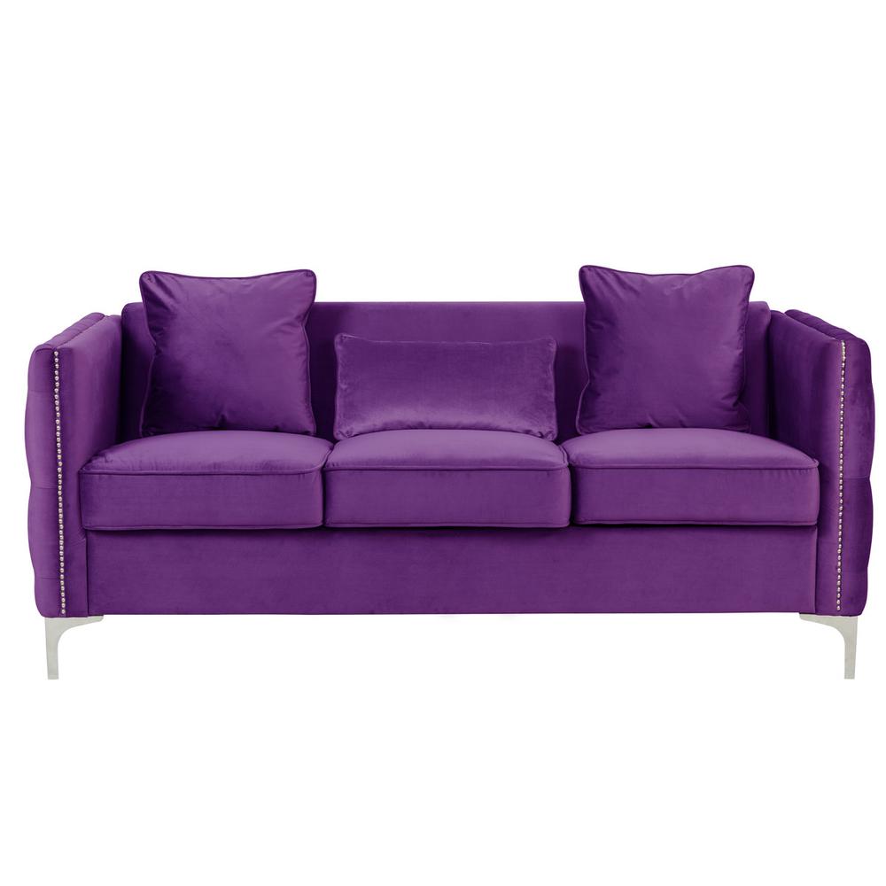 Bayberry Purple Velvet Sofa Loveseat Living Room Set