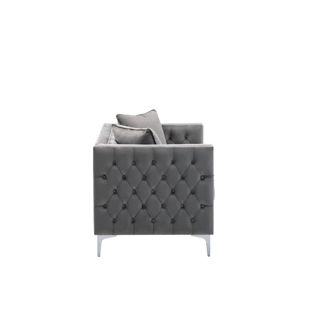 LILOLA Lorreto Gray Velvet Loveseat