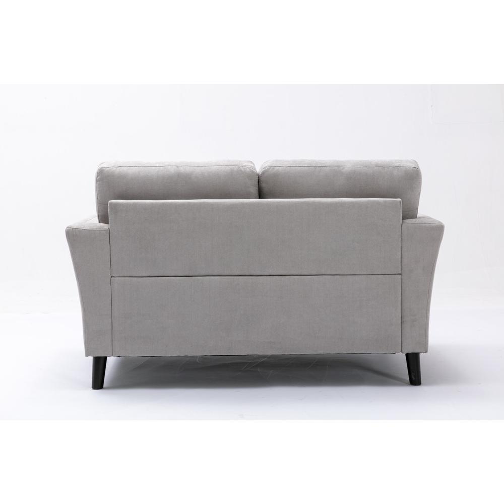Damian Light Gray Velvet Fabric Loveseat
