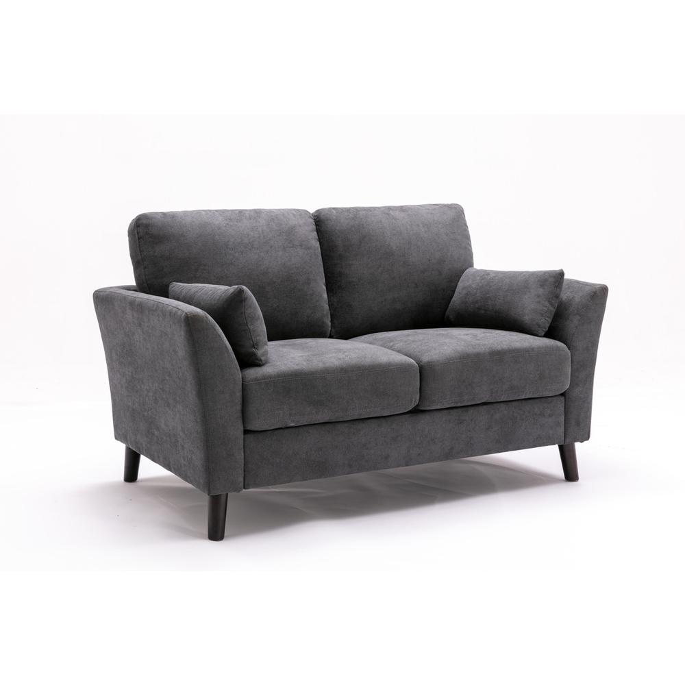 Damian Gray Velvet Fabric Loveseat