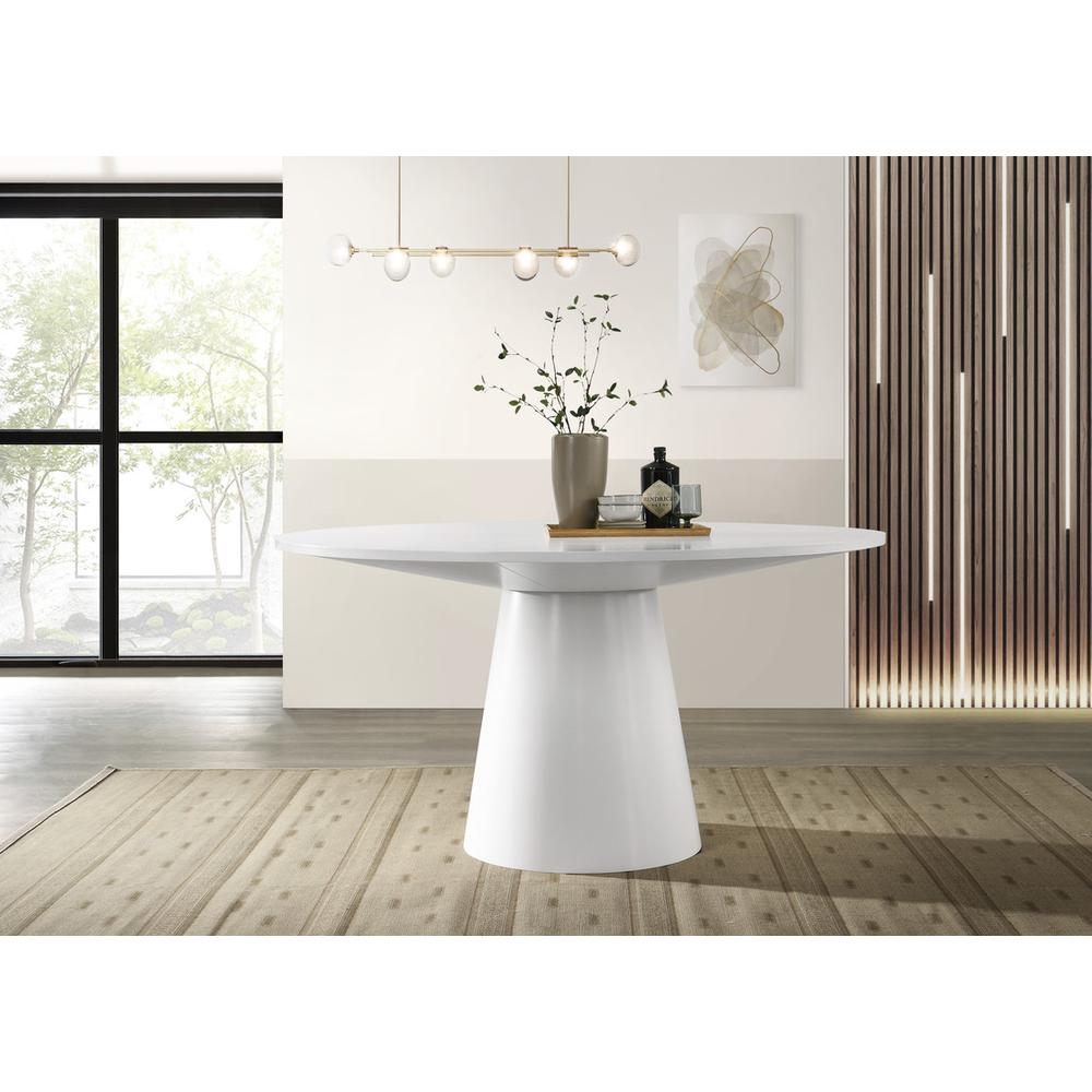 Jasper White 59″ Wide Contemporary Round Dining Table