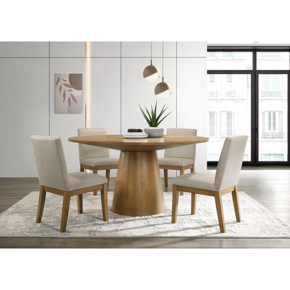 Jasper Driftwood Finish 5 Piece 59″ Wide Contemporary Round Dining Table Set