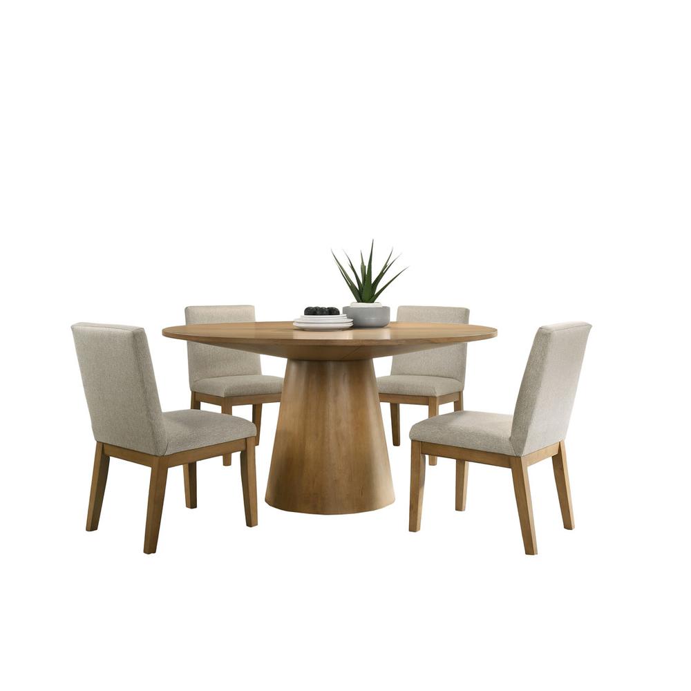 Jasper Driftwood Finish 5 Piece 59″ Wide Contemporary Round Dining Table Set
