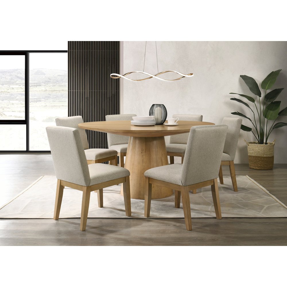 Jasper Driftwood Finish 7 Piece 59″W Round Dining Table Set
