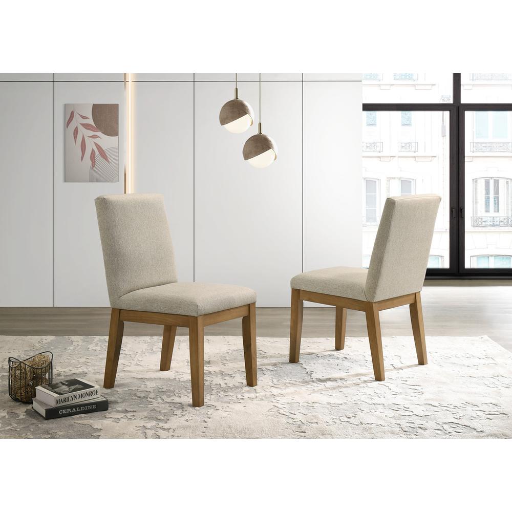 Jasper Set of 2 Driftwood Finish Contemporary Beige Fabric Dining Chair