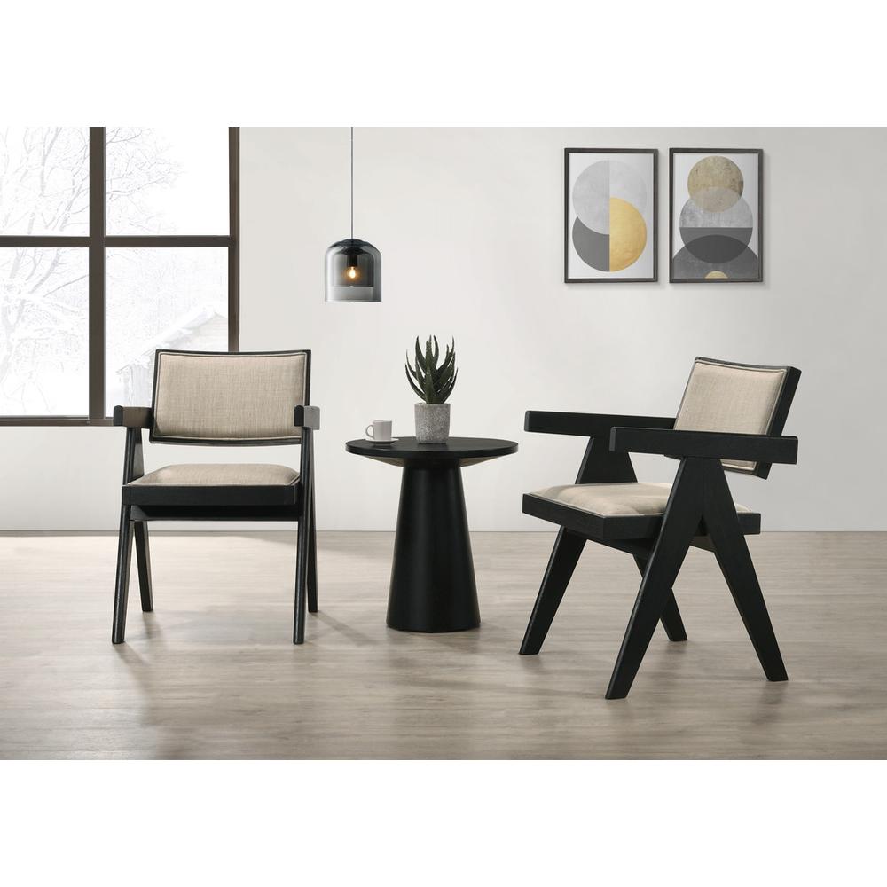 Jasper 21″W 3-Piece Ebony Black Arm Chairs and Console Table Set