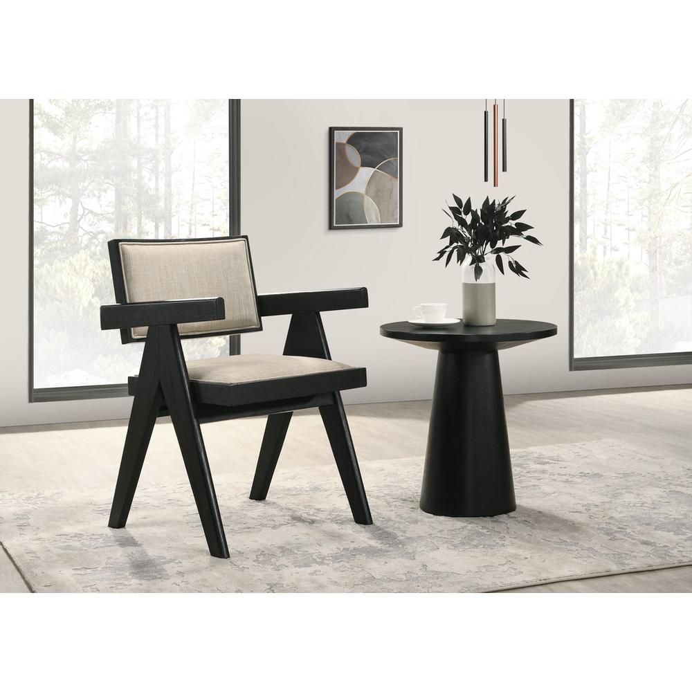 Jasper 21″W 3-Piece Ebony Black Arm Chairs and Console Table Set