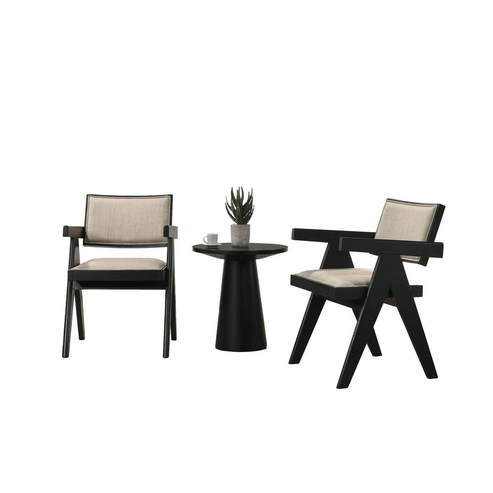 Jasper 21″W 3-Piece Ebony Black Arm Chairs and Console Table Set