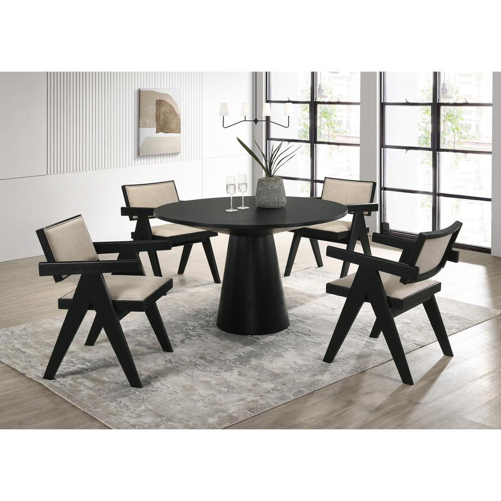 Jasper 5-Piece Ebony Black 47″W Round Dining Set