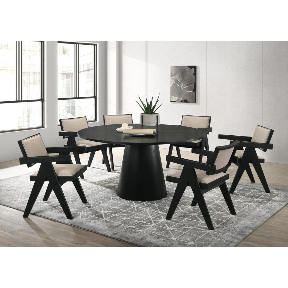 Jasper 7-Piece Ebony Black 59″W Round Dining Set
