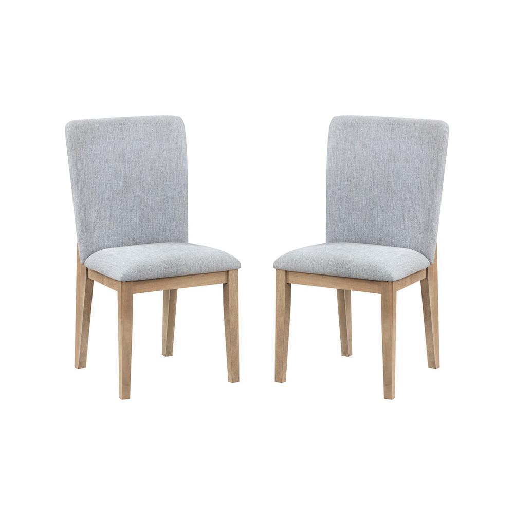 Caspian Set of 2 Gray Linen and Oak Finish Dining Chair