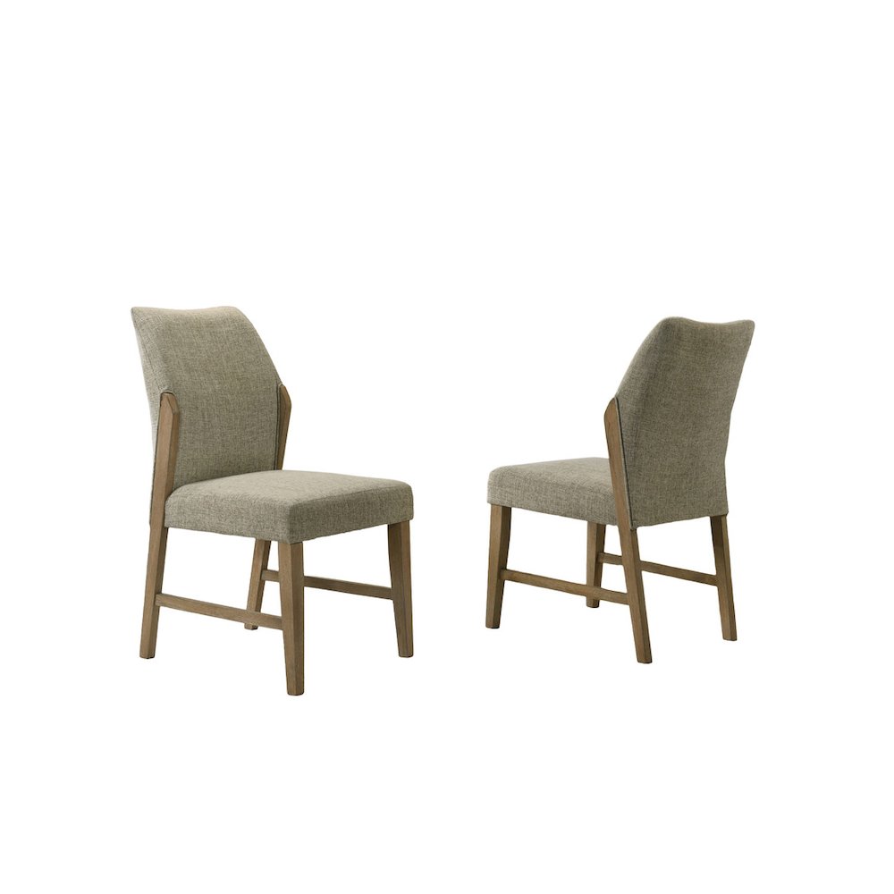 Eden Set of 2 Beige Linen Dining Chair with Rustic Oak Finish Legs