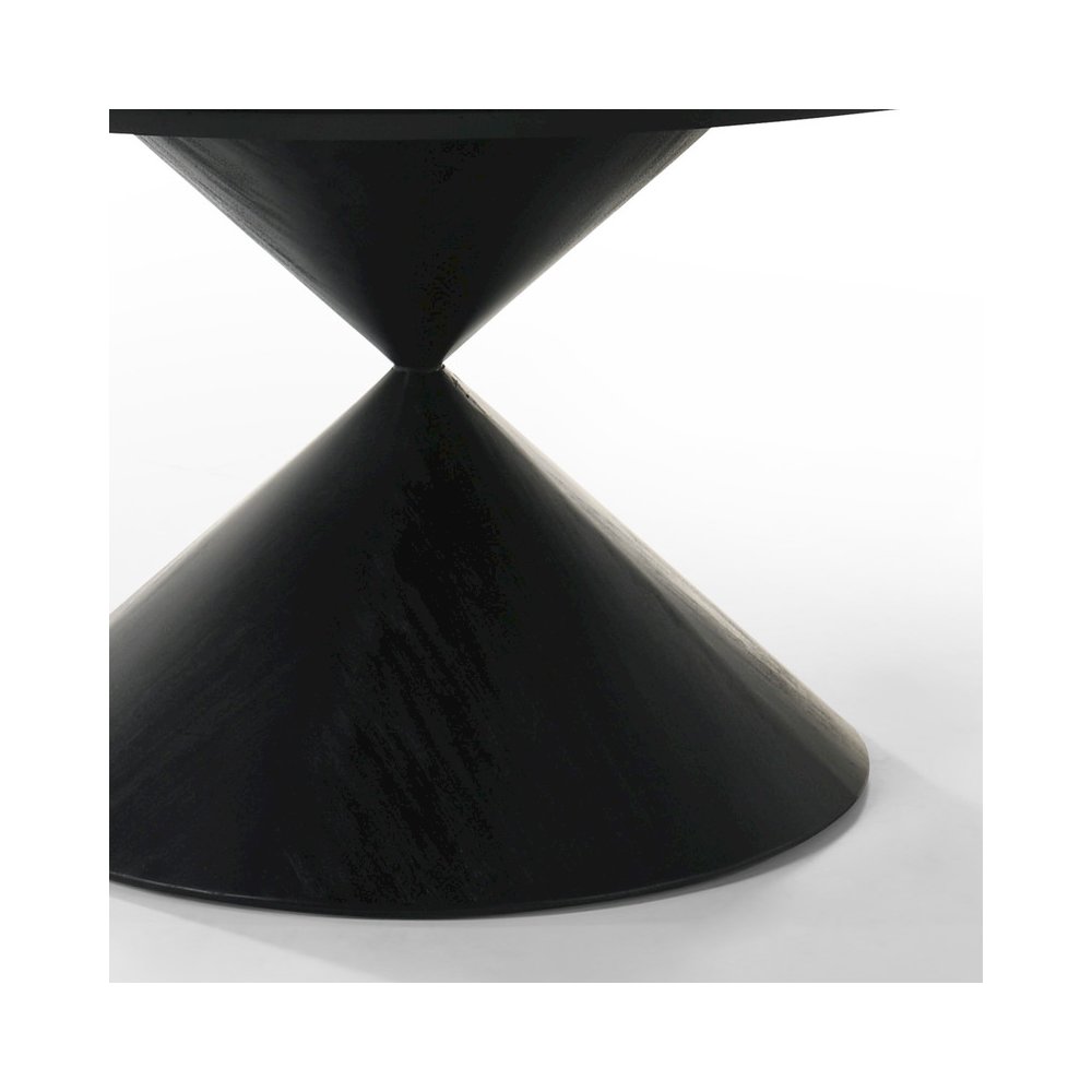 Haven 59″ Round Ebony Black Pedestal Dining Table with Hourglass Base
