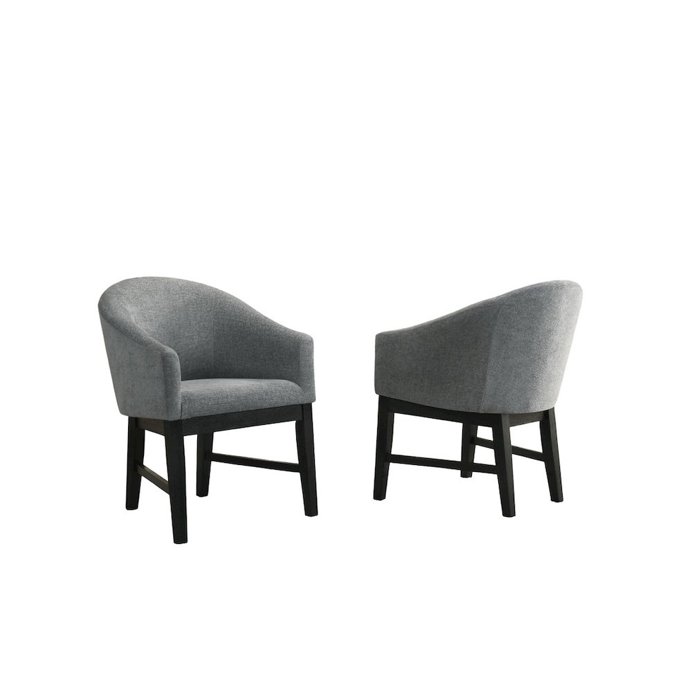 Haven Set of 2 Gray Fabric Barrel Dining Chair with Black Finish Legs