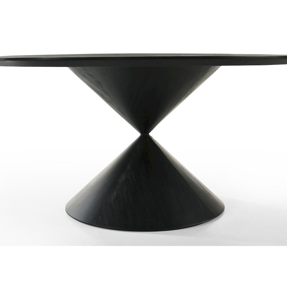 7Pc 59″ Round Ebony Black Pedestal Dining Set with Table Base Barrel Chairs