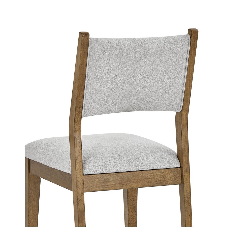 Darla Set of 2 Walnut Oak Dining Side Chairs with Light Gray Fabric