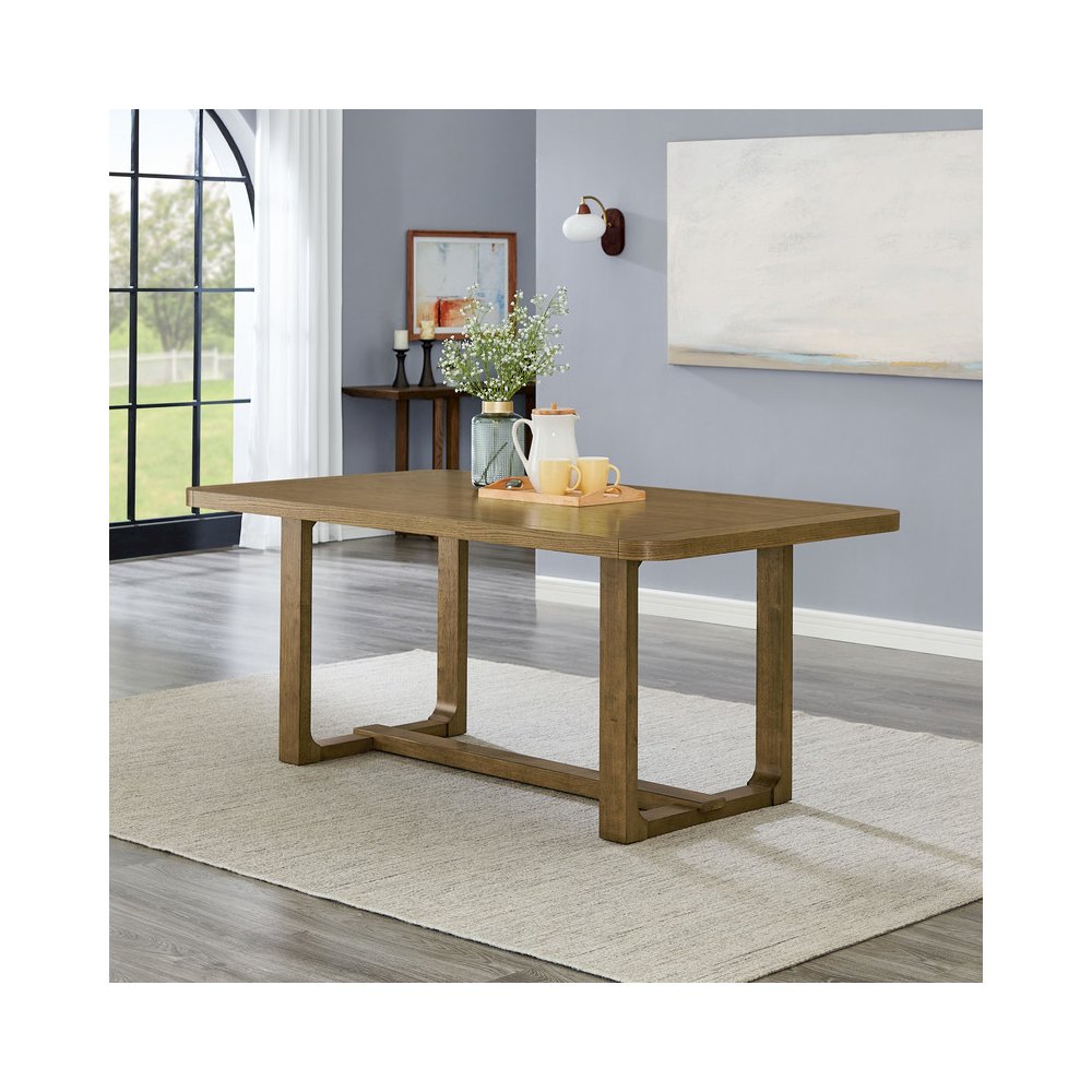 Darla 72″ Rectangular Walnut Oak Sled Dining Table