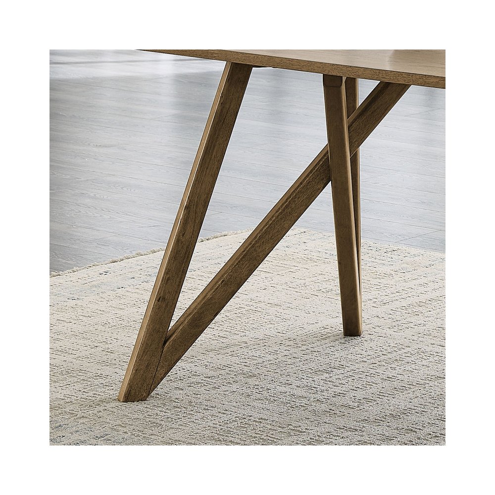 Darla 70″W Rectangular Walnut Oak Geometric Cross Base Dining Table