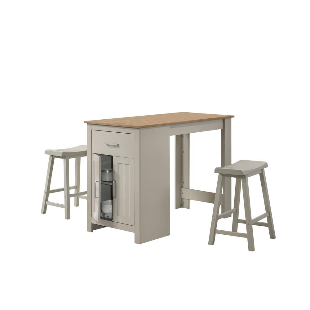 Alonzo Light Gray Small Space Counter Height Dining Table with Cabinet