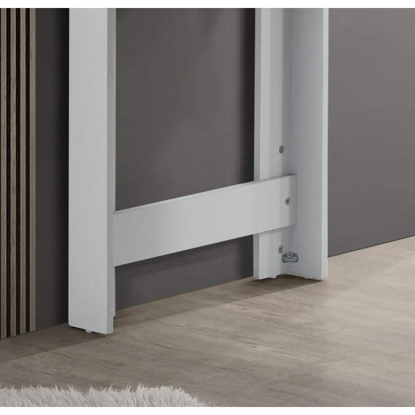 Oak and White Counter Height Dining Table with Cabinet and Drawer Storage