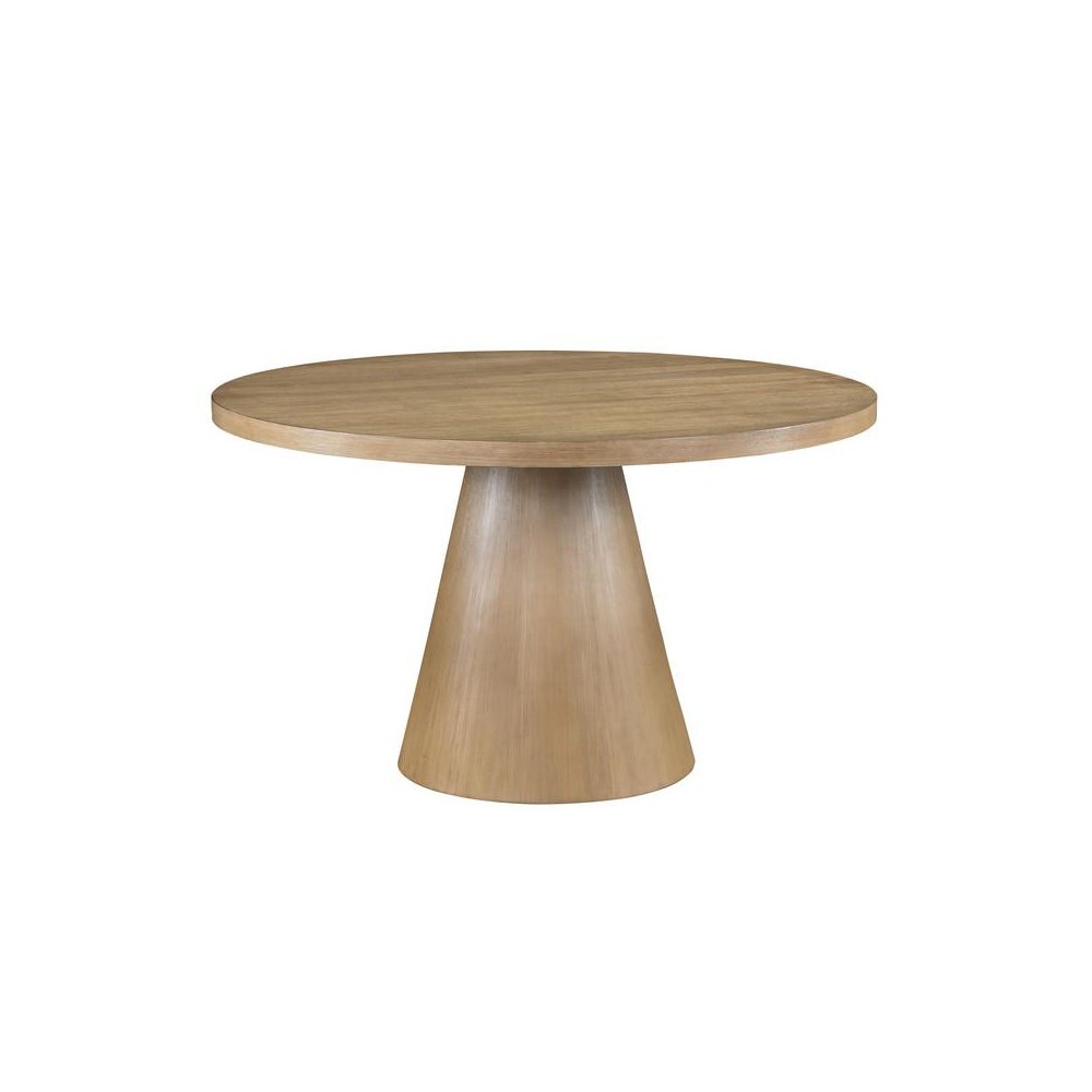 Delphine 5 Piece Round Oak Finish Dining Table Set with Gray Chairs