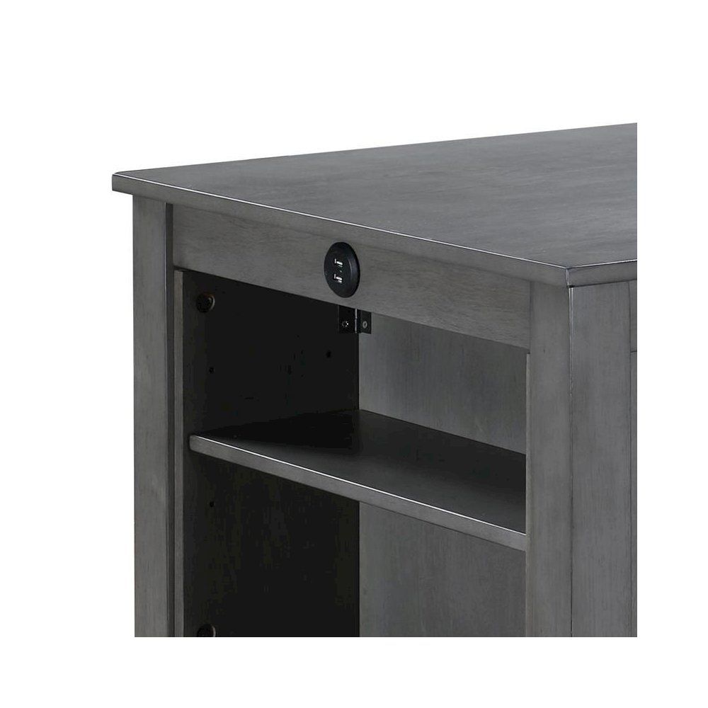 3-Piece Gray Finish Small Space Counter Height Dining Table with Shelves