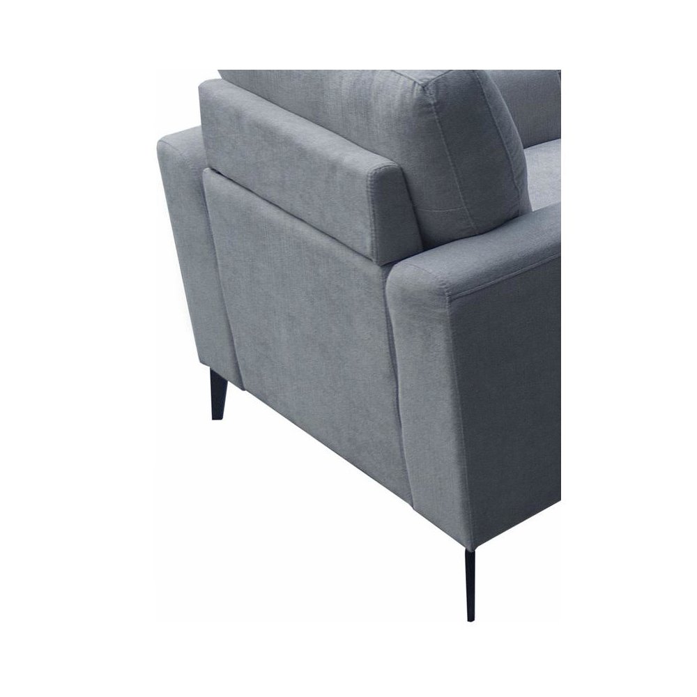 Gray Fabric Chair with Black Metal Legs
