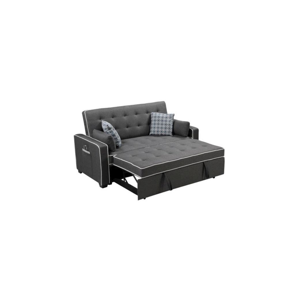Cody Modern Gray Fabric Sleeper Sofa with 2 USB Charging Ports and 4 Accent Pillows