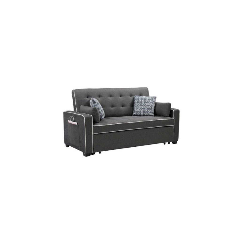 Cody Modern Gray Fabric Sleeper Sofa with 2 USB Charging Ports and 4 Accent Pillows