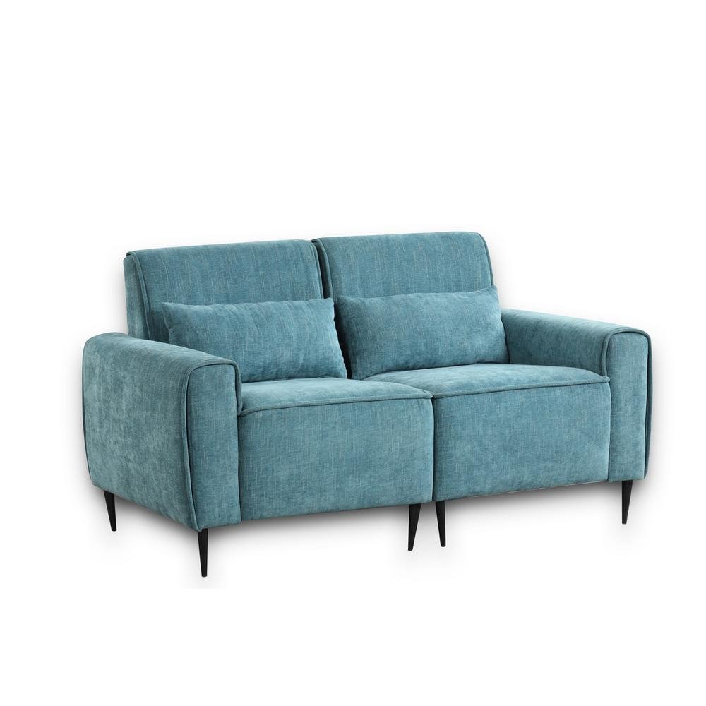 Valentina Blue Chenille Sofa Loveseat Living Room Set