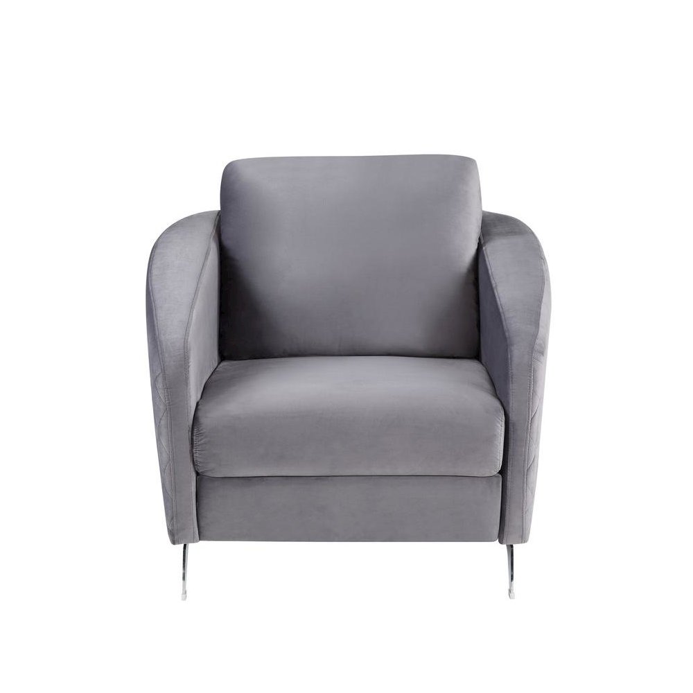 Sofia Gray Velvet Modern Chic Accent Armchair