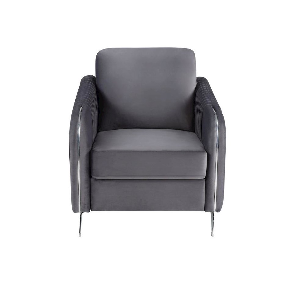 Hathaway Gray Velvet Modern Chic Accent Armchair